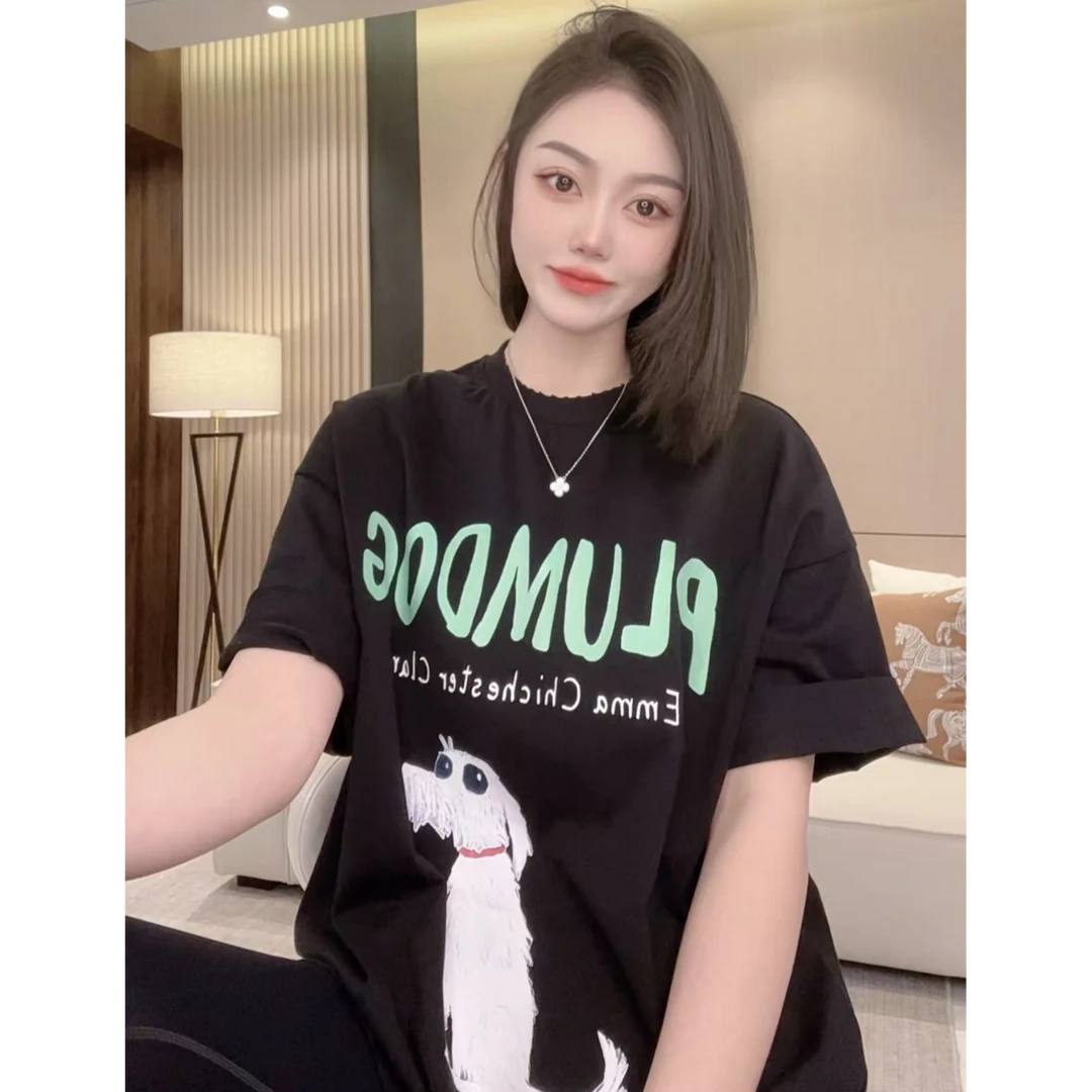 【AILIN】260g重磅纯棉短袖t恤休闲夏季半袖宽松上衣体恤印花圆领