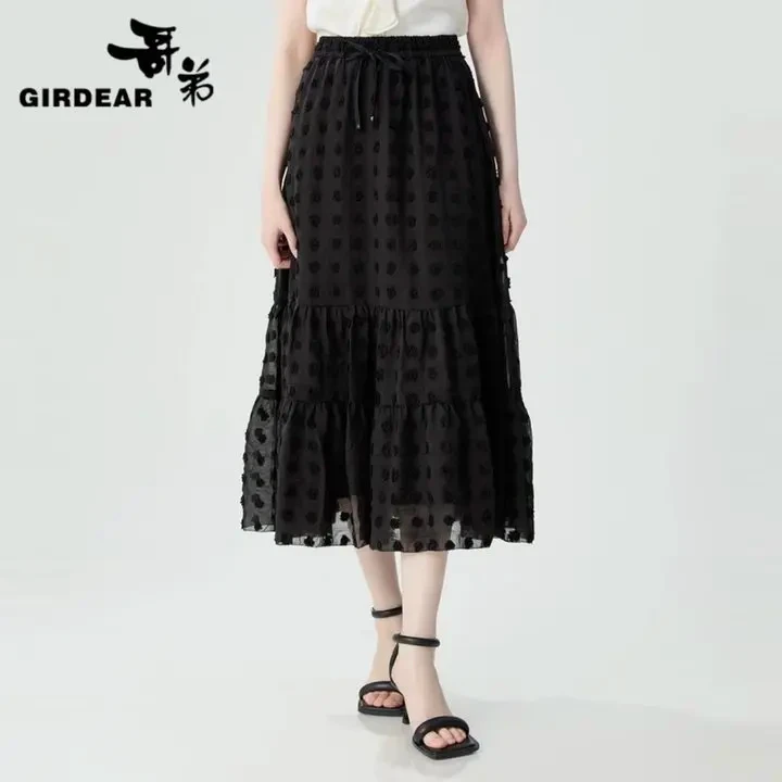 GIRDEAR/哥弟夏季新款半身裙松紧腰显瘦半身裙女士 1200355-2A556