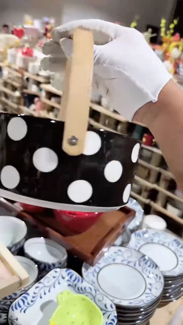 瓷片波点提篮微瑕 凑满20元包邮