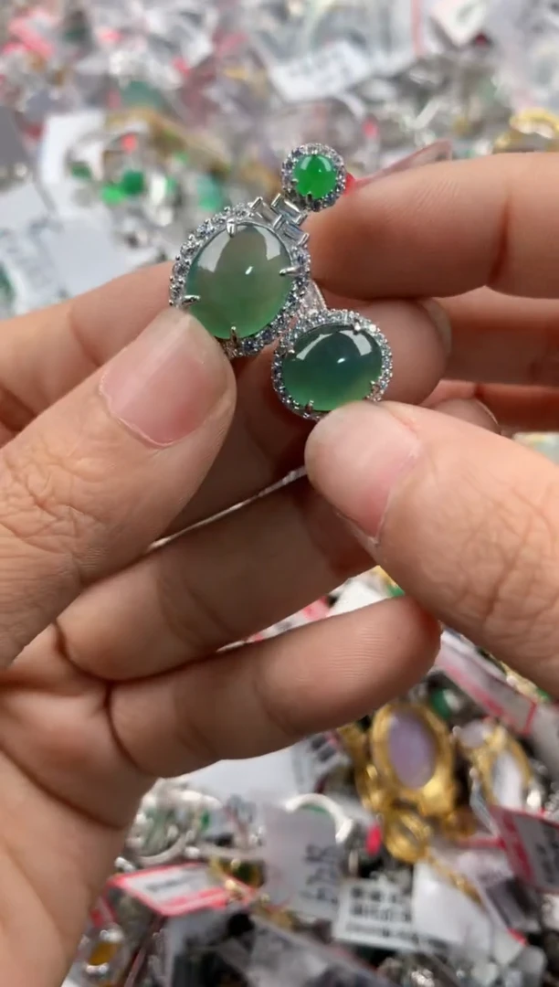 银S925镶嵌戒指翡翠333              10