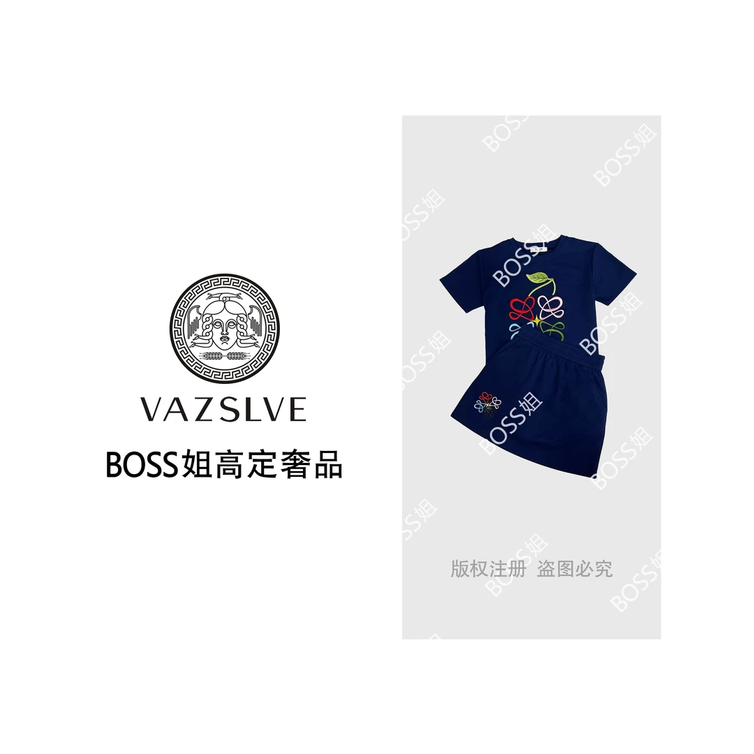 【VAZSLVE/原创设计】TZ25123时尚重工刺绣彩色罗罗裙裤套装