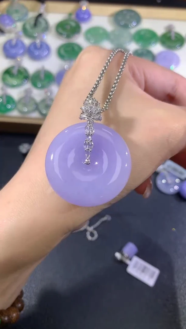 翡翠18K金镶嵌吊坠(不含链)70-扣子（不含链扣