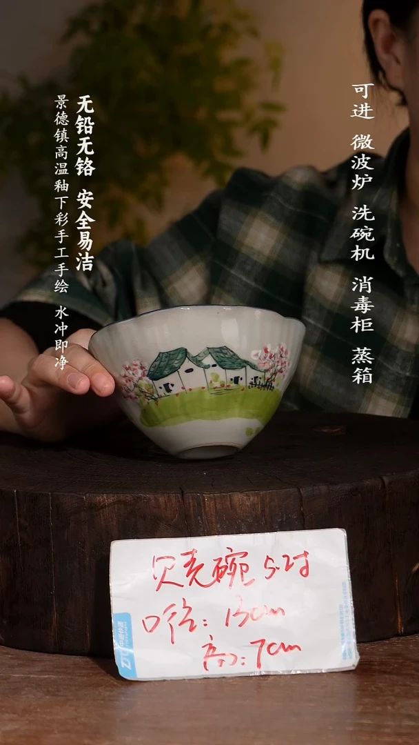 碗陶瓷景德镇高温瓷釉下彩手绘陶瓷