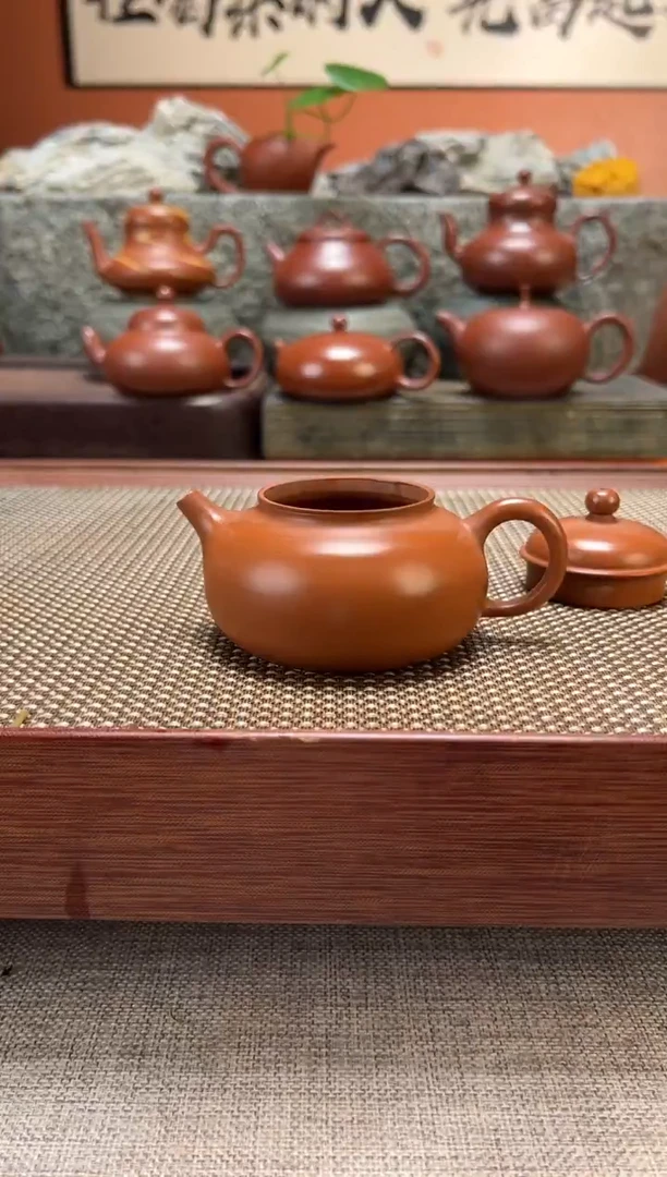 茶壶紫砂容天壶 全手工纯料朱泥 120-130CC