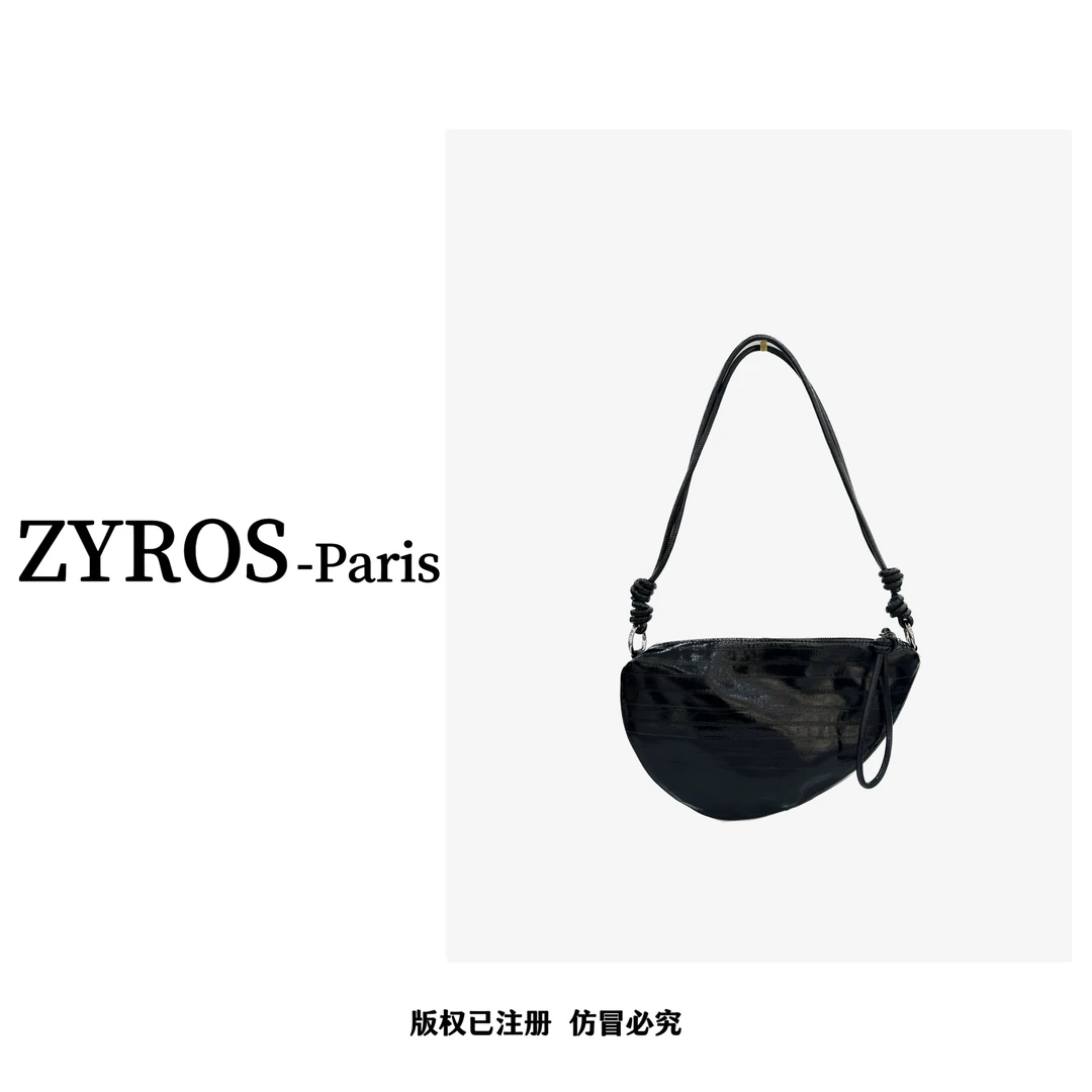 ZYROS/春夏新款黑色软面潮流时尚百搭单肩斜挎通勤马鞍包女021
