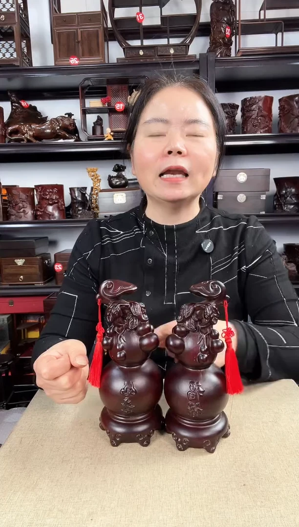 木一对葫芦老李红木工艺品