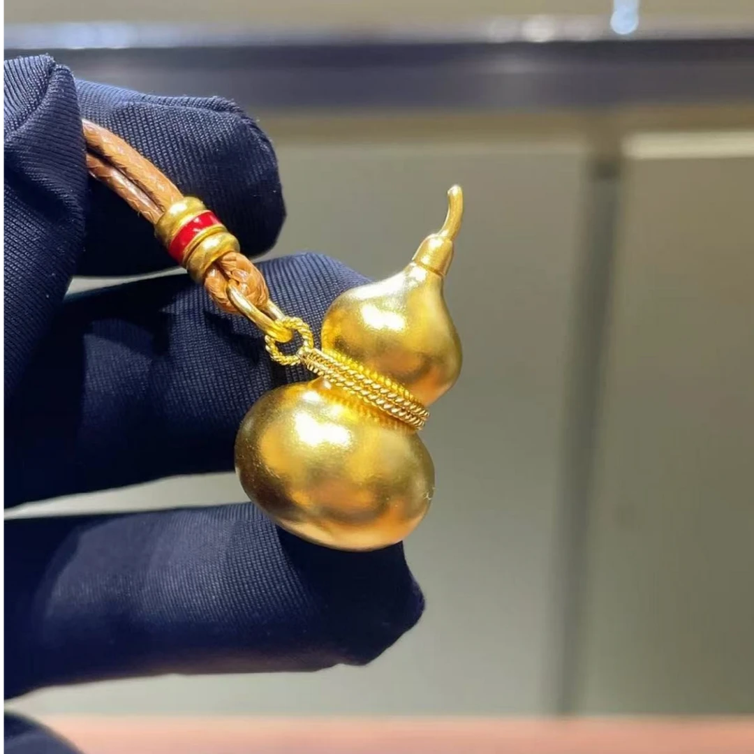 【老朱黄金】足金葫芦吊坠福禄双全顺风顺水古法手工精致