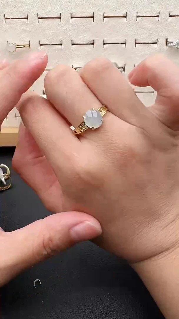 银S925镶嵌戒指翡翠222   4+