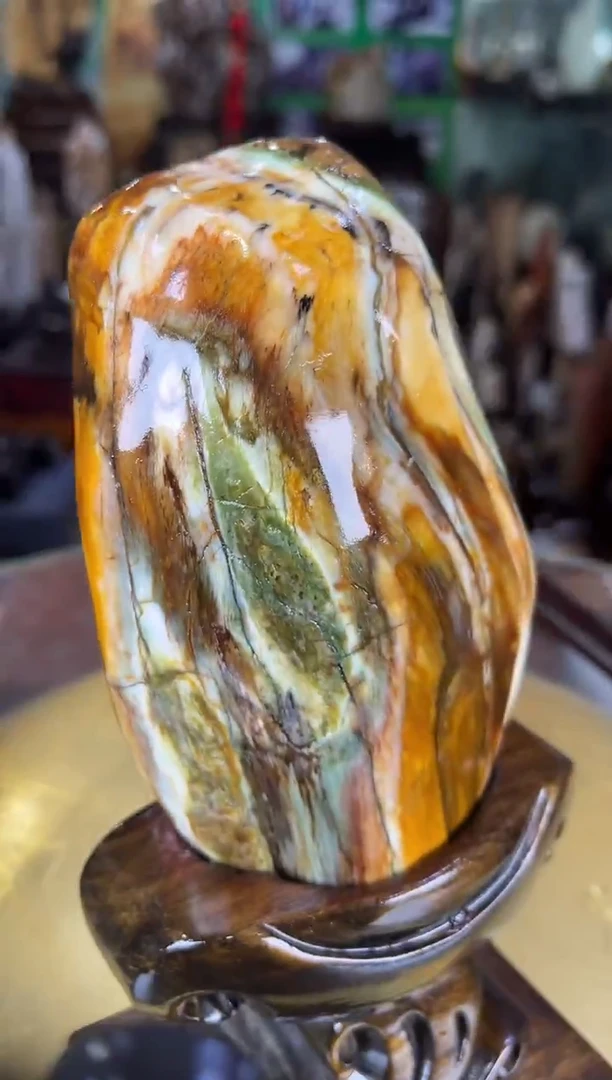 缅甸天然树化玉摆件