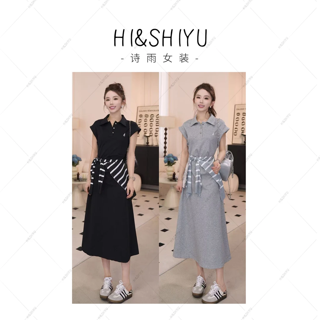HISHIYU【满分日常】时尚拼色PoIo翻领连衣裙