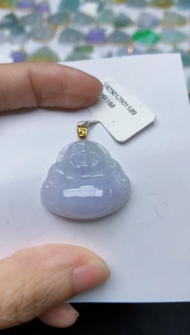 翡翠18K金镶嵌颈饰天然缅甸A货翡翠