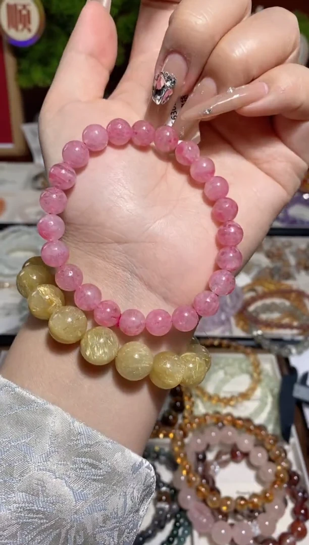 水晶手串未镶嵌樱花雨蔷薇石