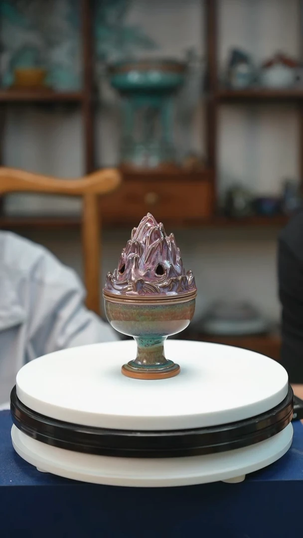 钧瓷绿叶博山炉福利价