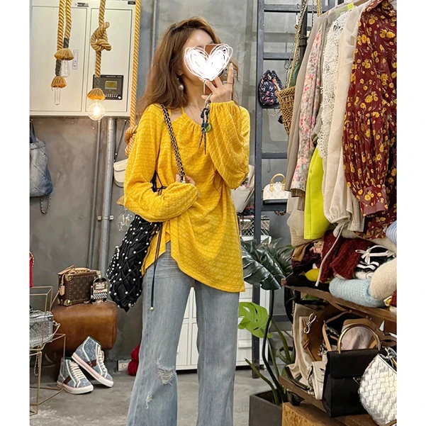 2212韩系别致设计感纸片人挂脖肌理感衬衣衬衫春季时尚上衣女