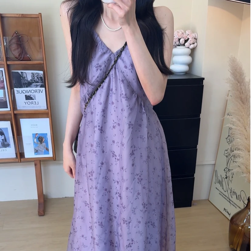 2025夏季纯欲碎花红格小众显瘦气质少女连衣裙组合