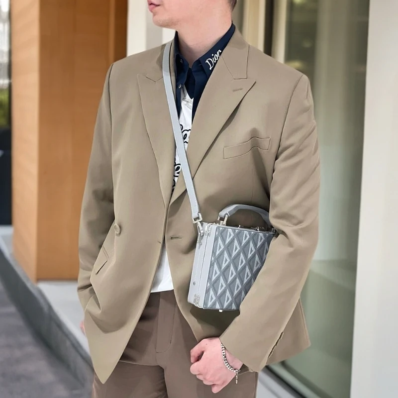 全新未使用 DIOR/迪奥 男士经典时尚修身双排休闲单西100394