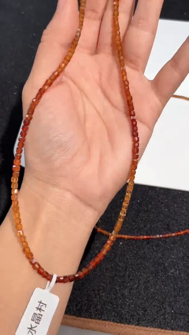 【闪购商品】水晶手链未镶嵌橙红石榴石大号锁骨链