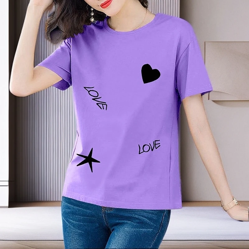 短袖t恤女2025新款爆款夏季高档气质女士衣服纯棉体恤衫大码上衣