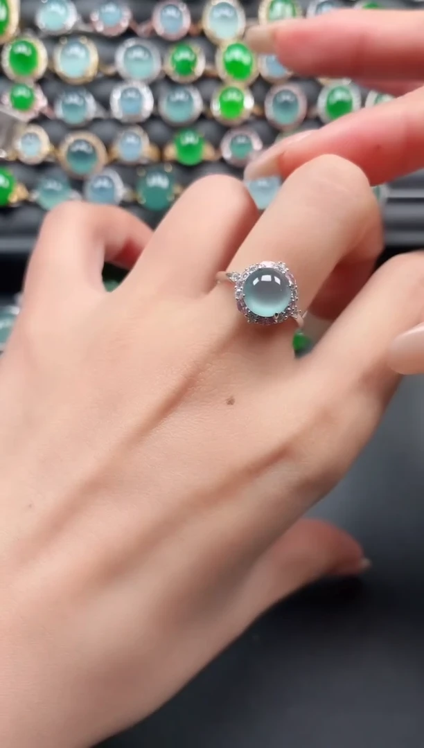 银S925镶嵌戒指翡翠11