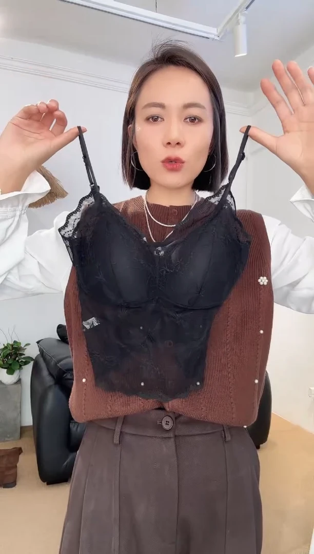 三醋酯纤维蕾丝美背-黑色