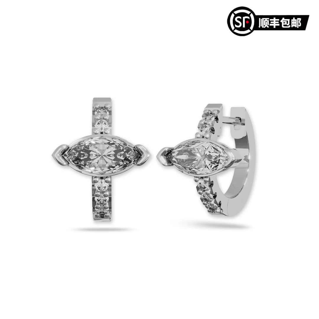 铜合金莫桑石耳饰 925银针荷鲁斯马眼耳环