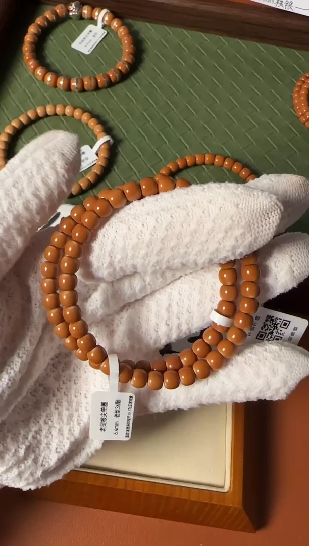 手串橄榄核6.4mmSSS级老挝一代核尖老型单圈正三花面无白树王老料