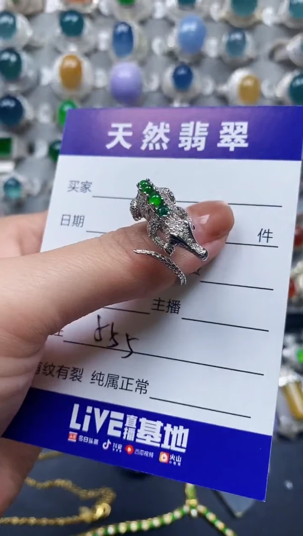 【闪购商品】翡翠戒指银S925镶嵌0555