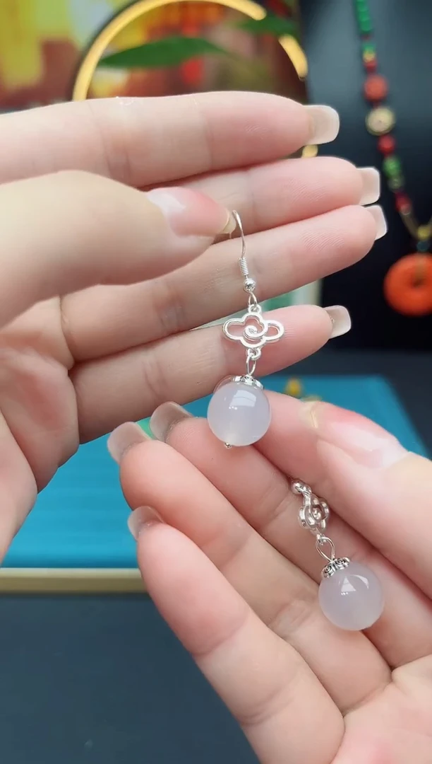 玛瑙/玉髓耳饰银S925镶嵌101