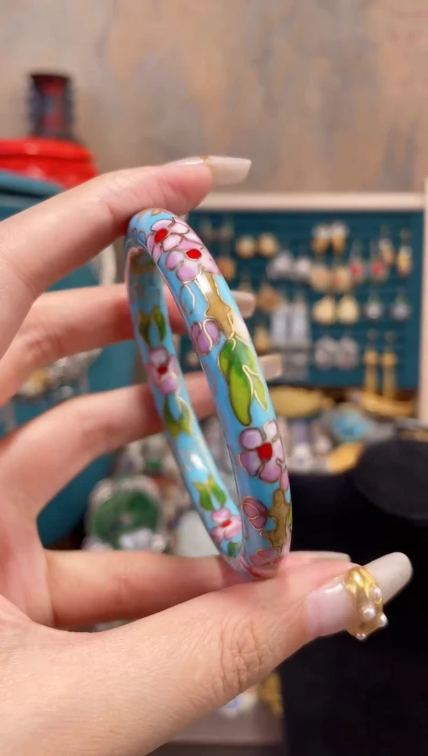 非遗景泰蓝细棍镯天蓝