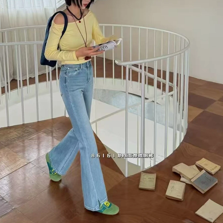 四面弹高定面料微喇牛仔裤，重塑你的完美腿型，显高显腿细
