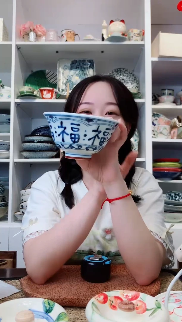 陶瓷蓝凛堂福字米饭碗12.5cm