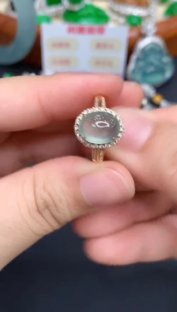 18K金镶嵌戒指翡翠419-中国好珍宝