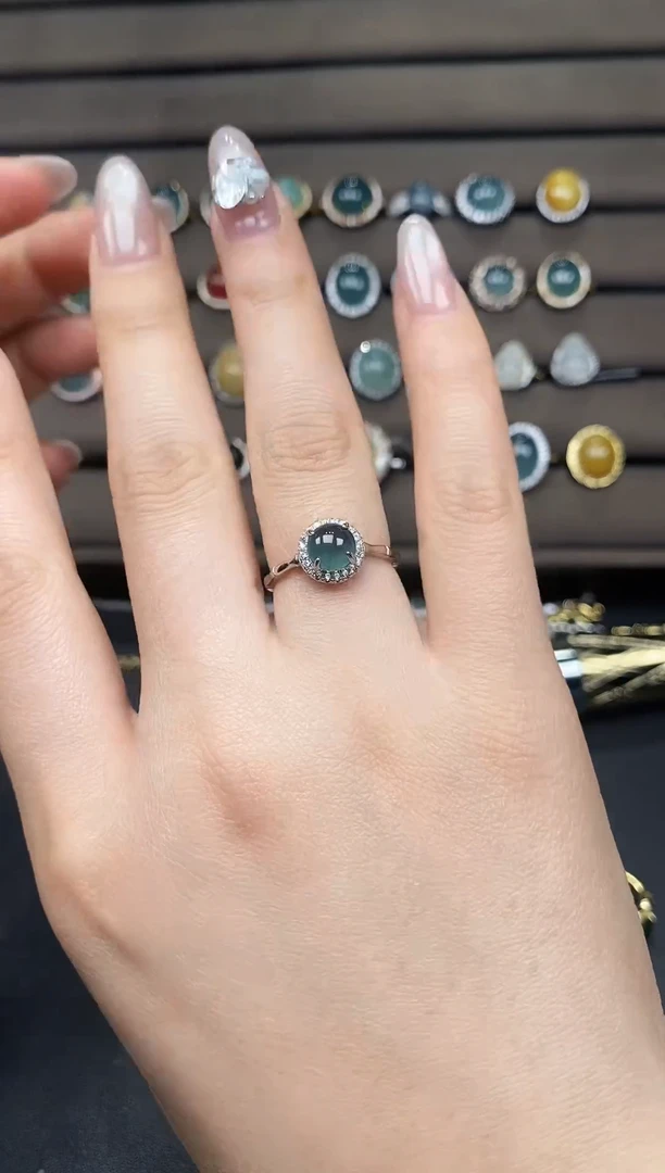 银S925镶嵌戒指翡翠27837