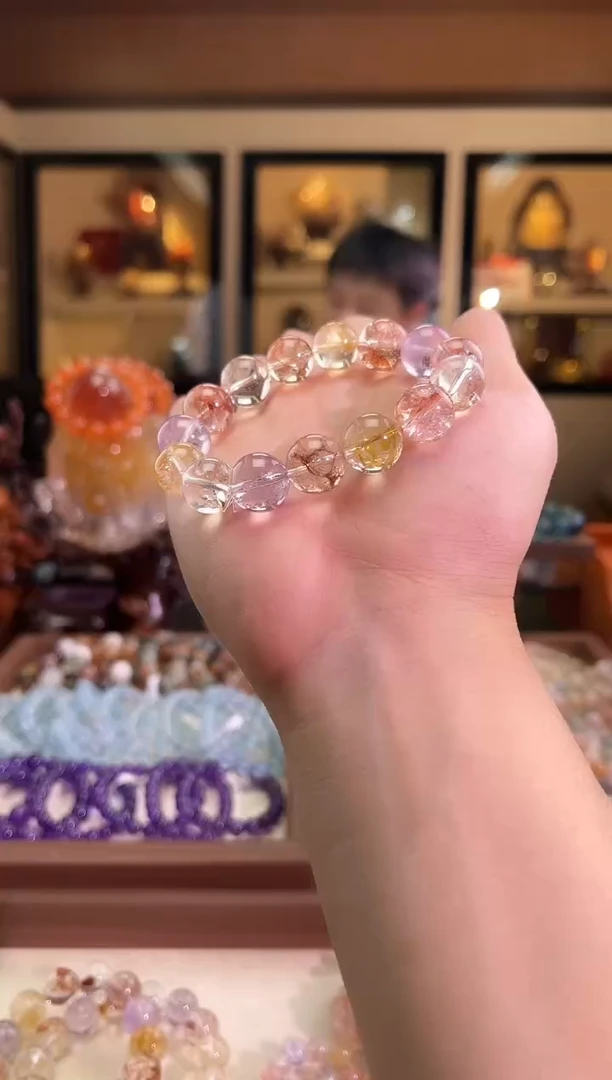 未镶嵌手链水晶14mm+彩闪灵能量爆表（多样性发一）