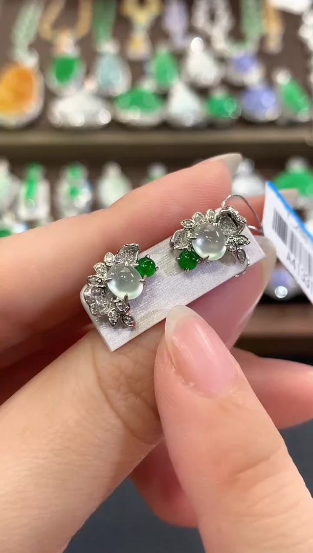 18K金镶嵌翡翠耳饰b79多样性一件发货