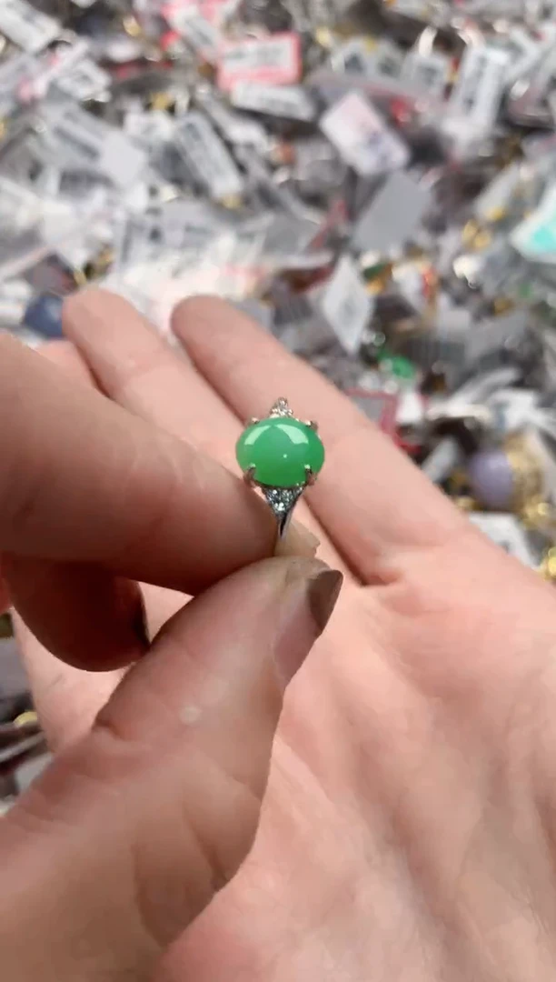 银S925镶嵌戒指翡翠777---2