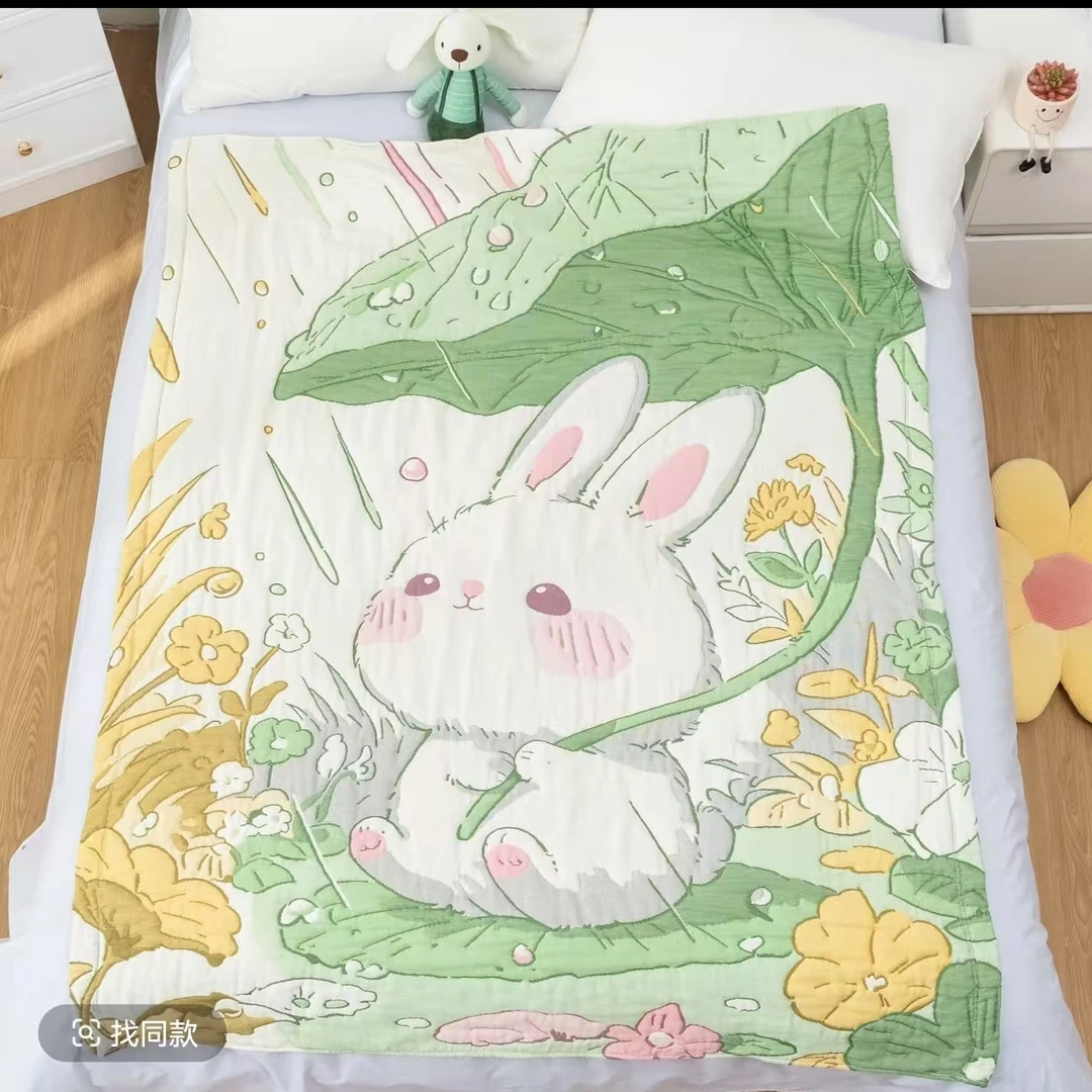 【温暖家居】泡芙被120×150cm-荷叶兔