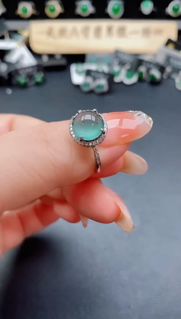 银S925镶嵌戒指翡翠1