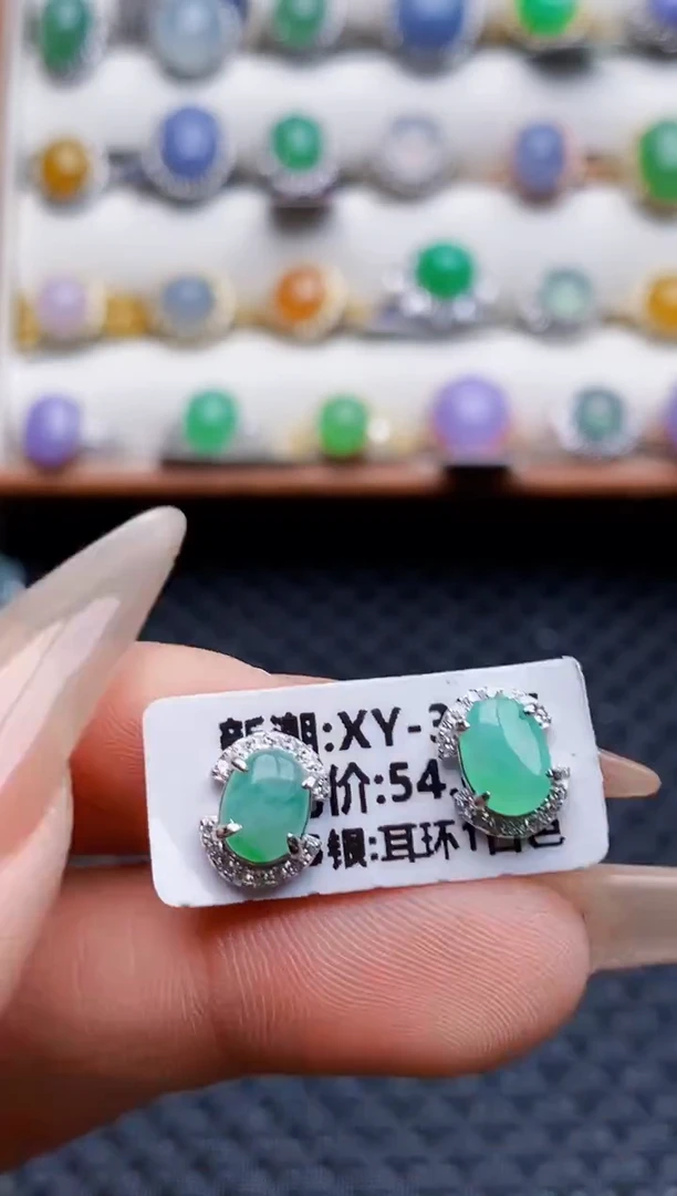 银S925镶嵌戒指翡翠5847