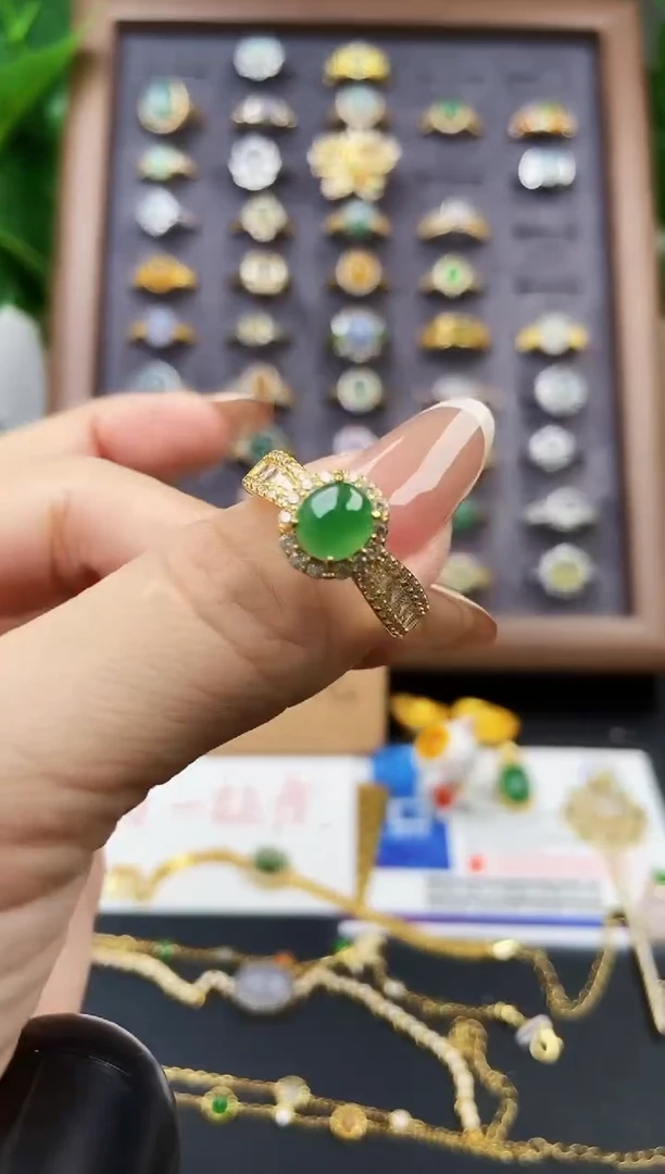 银S925镶嵌戒指翡翠12