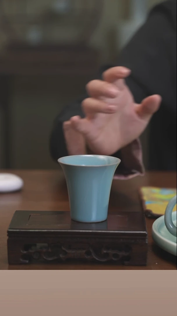 【闪购商品】清凉寺原产地仿古釉手工汝瓷撇口闻香杯