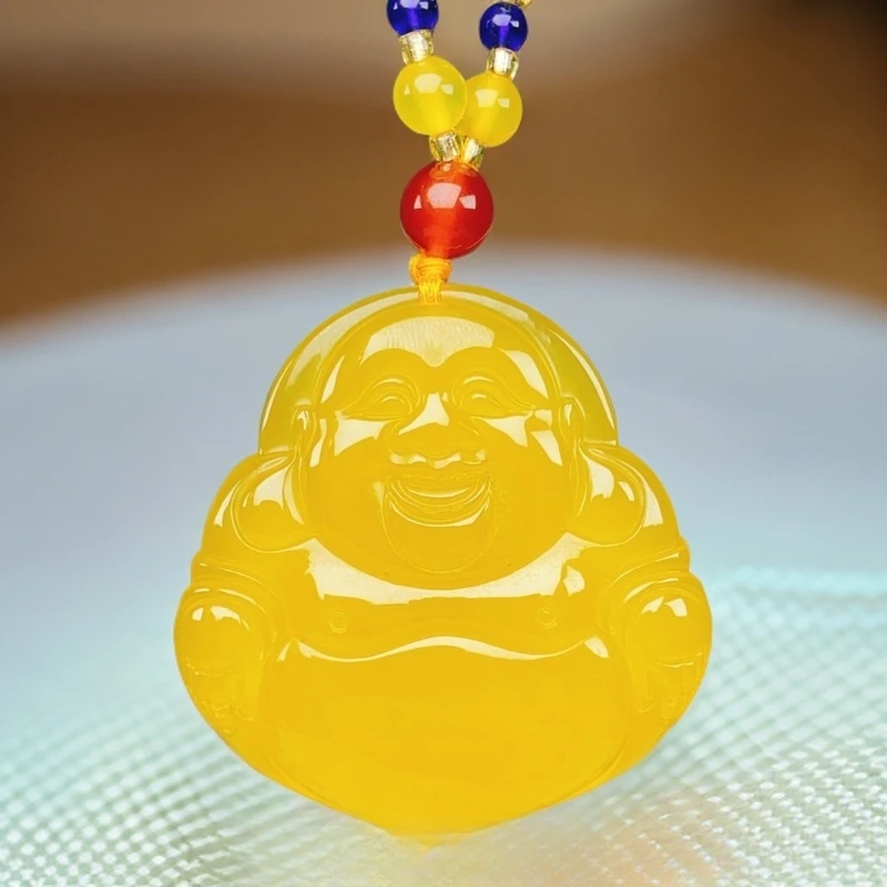 【掌柜推荐】满蜜鸡油黄大佛公 黄龙玉大佛公 天然玉石 笑脸弥勒佛