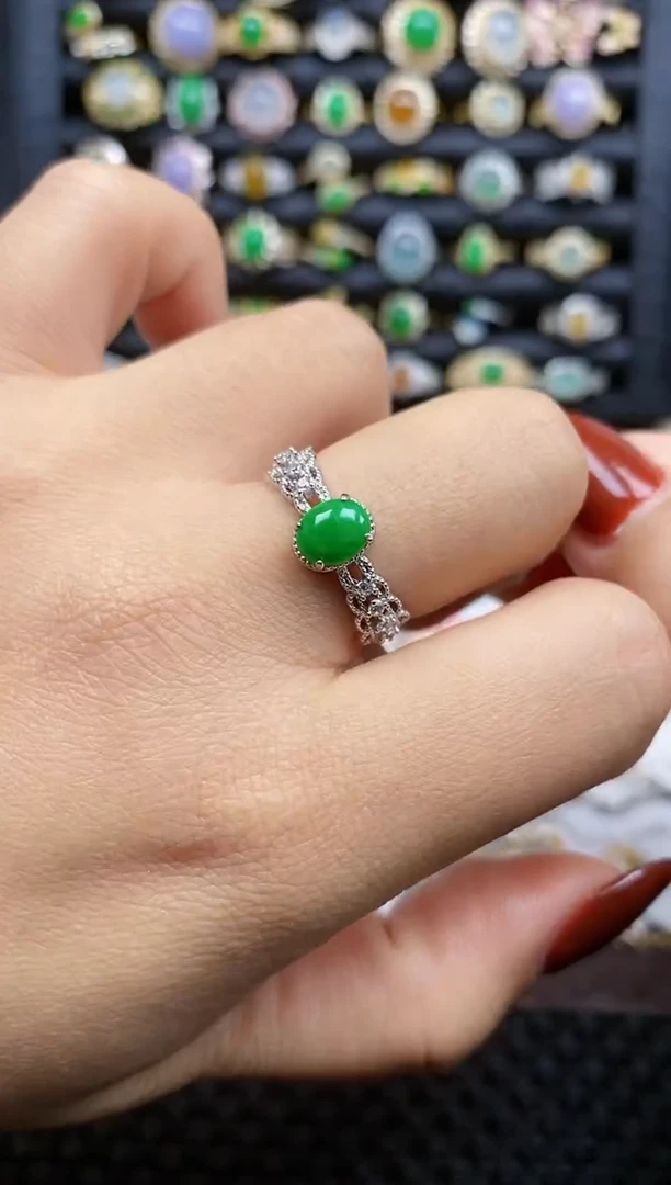 银S925镶嵌戒指翡翠11