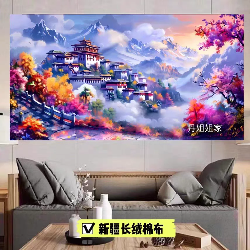 纯手工绣好的十字绣成品不带裱框风起云涌风景画客厅餐厅经典挂画