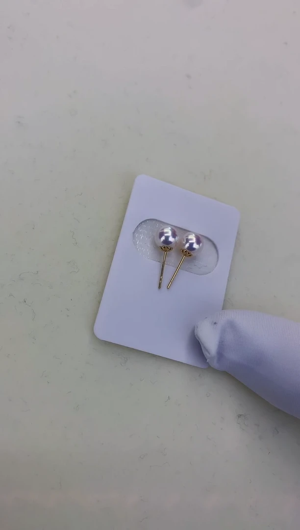 18K金镶嵌DA海水珍珠 GD003 6-7 素钉定制