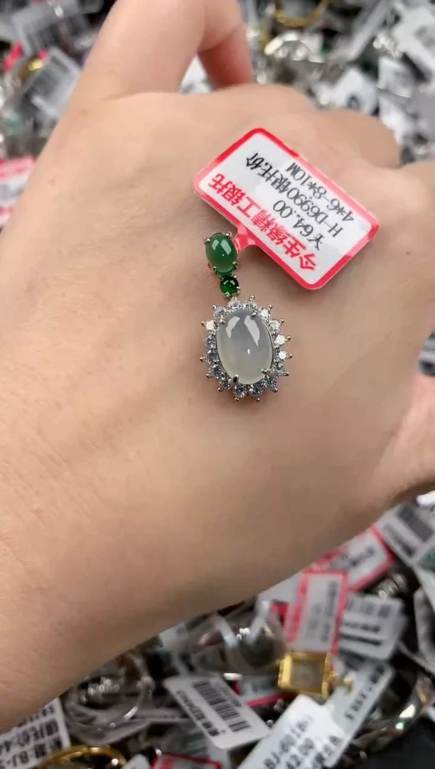 银S925镶嵌戒指翡翠999     10