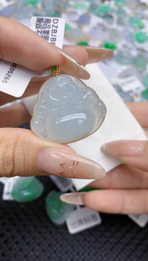 翡翠18K金镶嵌颈饰502   天然翡翠A货