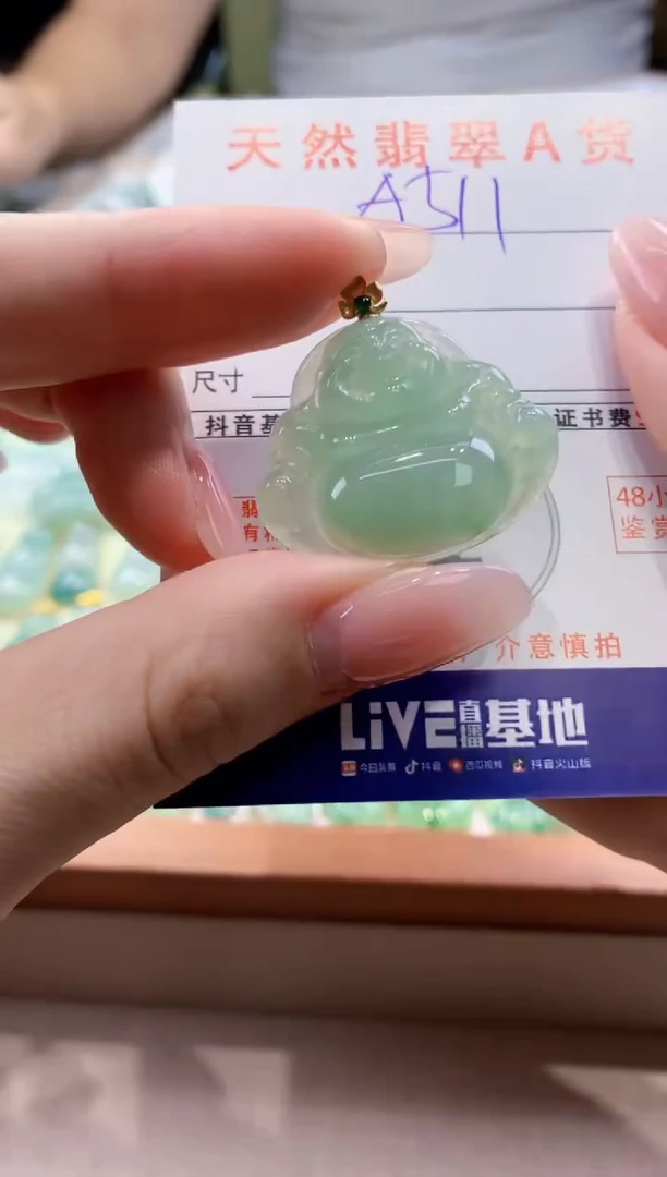 颈饰18K金镶嵌翡翠天然缅甸a货翡翠