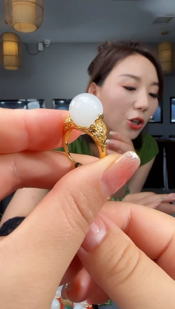 和田玉戒指银S925镶嵌1