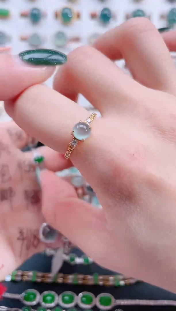 银S925镶嵌戒指翡翠天然翡翠